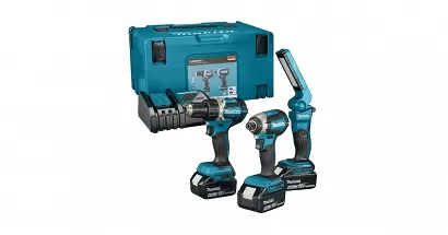 Makita zestaw Combo wkrętarka+zakrętarka+latarka+ 3x5,0Ah + ładowarka